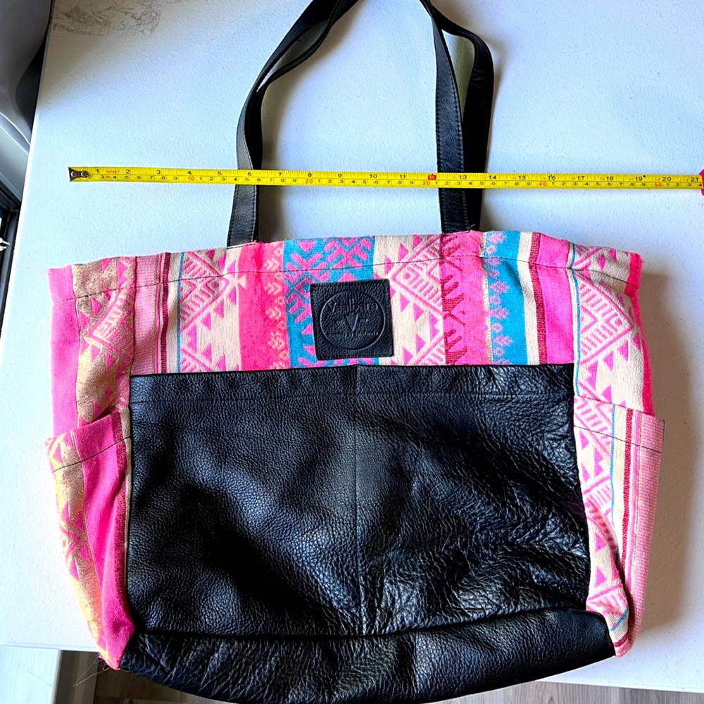 Vaalbara Tote Purse Diaper Bag in Black Leather